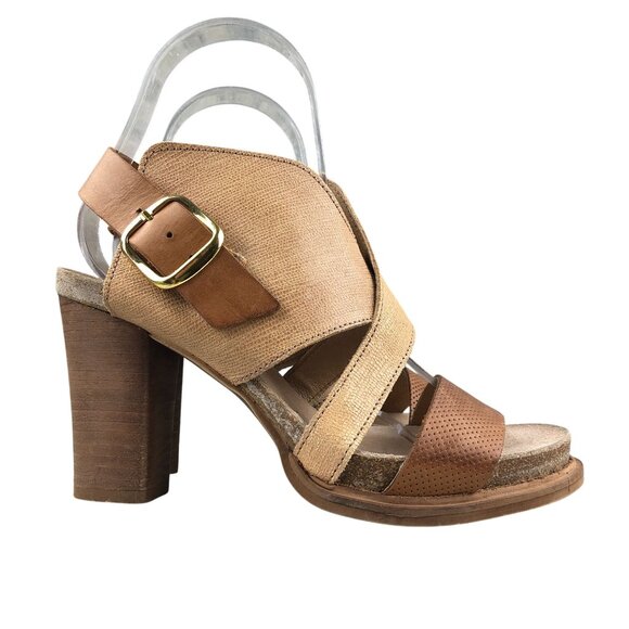Coque Terra Women's Size 36 Sanne Brown Tan Leather Open Toe High Heel Sandals - Picture 1 of 14